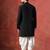 Black cotton blend kurta for men with solid print