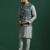 Green cotton blend nehru jacket for men with ethnic motifis print