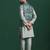 Green cotton blend nehru jacket for men with ethnic motifis print