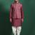 Red cotton blend nehru jacket for men with floral print