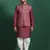 Red cotton blend nehru jacket for men with floral print