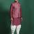 Red cotton blend nehru jacket for men with floral print