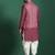 Red cotton blend nehru jacket for men with floral print