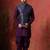 Navy blue jacquard nehru jacket for men with embroidered work