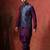 Navy blue jacquard nehru jacket for men with embroidered work