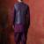 Navy blue jacquard nehru jacket for men with embroidered work