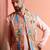 Beige cotton blend nehru jacket for men with ethnic motifis print