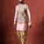 Beige cotton blend nehru jacket for men with ethnic motifis print