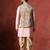 Beige cotton blend nehru jacket for men with ethnic motifis print