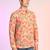 Orange cotton blend short kurta for men with printed design