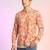 Orange cotton blend short kurta for men with printed design