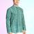 Green cotton blend short kurta for men with printed design