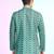 Green cotton blend short kurta for men with printed design