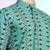 Green cotton blend short kurta for men with printed design