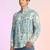 Blue cotton blend short kurta for men with printed design