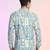 Blue cotton blend short kurta for men with printed design
