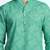 Green cotton blend short kurta for men with printed design