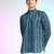 Blue cotton blend short kurta for men with printed design