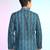 Blue cotton blend short kurta for men with printed design