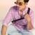 Pink cotton blend short kurta for men with printed design