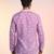 Pink cotton blend short kurta for men with printed design