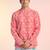 Orange cotton blend short kurta for men with printed design