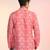Orange cotton blend short kurta for men with printed design