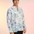 White cotton blend short kurta for men with printed design