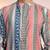 Multi cotton blend short kurta for men with printed design