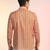 Orange cotton blend short kurta for men with printed design