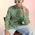 Green cotton blend short kurta for men with printed design