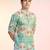 Green cotton blend short kurta for men with printed design
