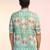 Green cotton blend short kurta for men with printed design