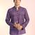 Purple cotton blend short kurta for men with printed design