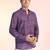 Purple cotton blend short kurta for men with printed design