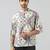 White cotton blend short kurta for men with printed design