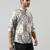 White cotton blend short kurta for men with printed design