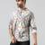 White cotton blend short kurta for men with printed design