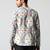 White cotton blend short kurta for men with printed design