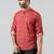 Red cotton blend short kurta for men with printed design