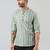 Green cotton blend short kurta for men with printed design