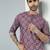 Purple cotton blend short kurta for men with printed design