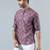 Purple cotton blend short kurta for men with printed design