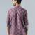 Purple cotton blend short kurta for men with printed design