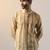 Yellow cotton blend short kurta for men with printed design