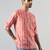 Orange cotton blend short kurta for men with printed design