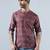 Red cotton blend short kurta for men with printed design