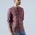 Red cotton blend short kurta for men with printed design