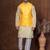 Yellow dupion nehru jacket for men with solid print