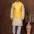 Yellow dupion nehru jacket for men with solid print